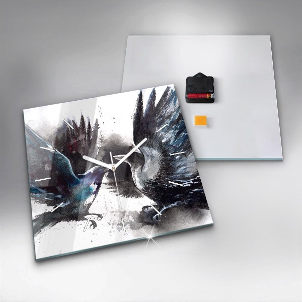 Square wall clock Painted Birds