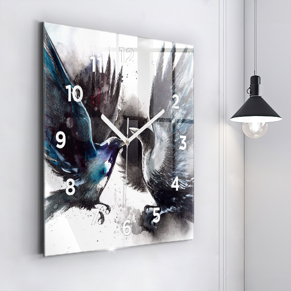 Square wall clock Painted Birds