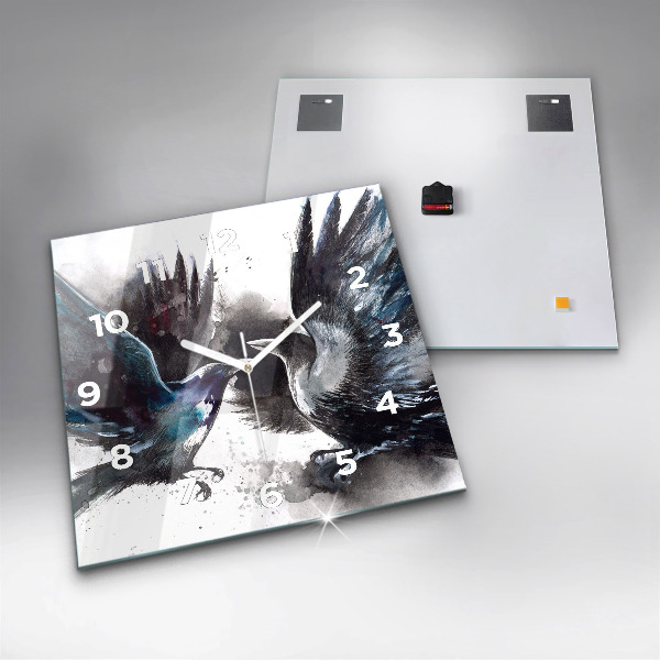 Square wall clock Painted Birds