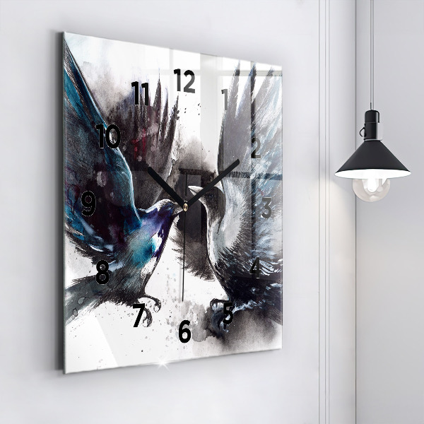 Square wall clock Painted Birds