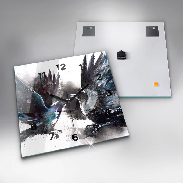 Square wall clock Painted Birds