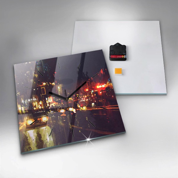 Square wall clock Painted city