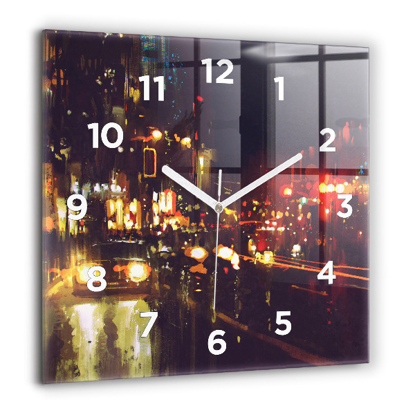 Square wall clock Painted city