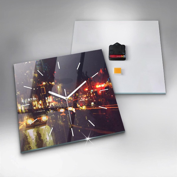 Square wall clock Painted city