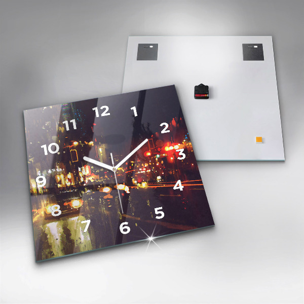 Square wall clock Painted city