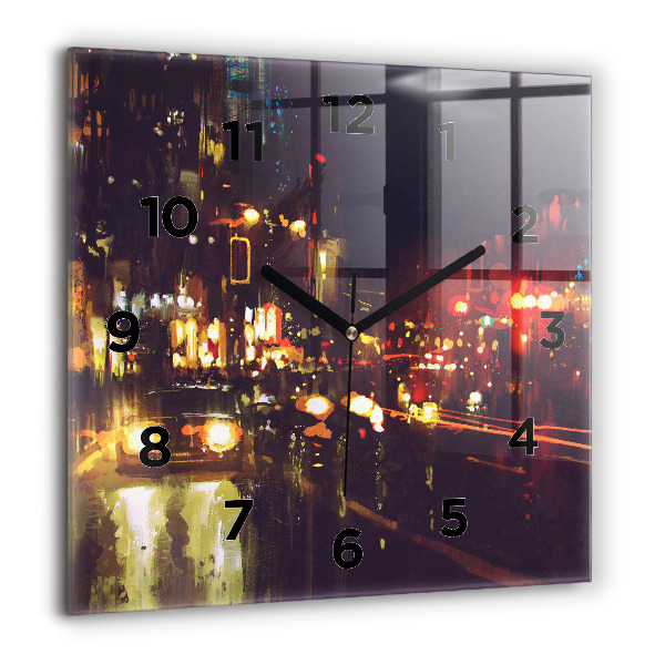 Square wall clock Painted city