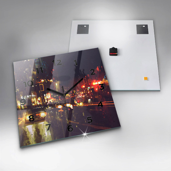 Square wall clock Painted city