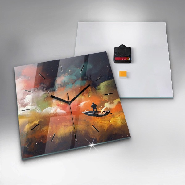 Square wall clock Abstract painting