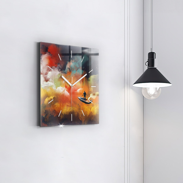 Square wall clock Abstract painting
