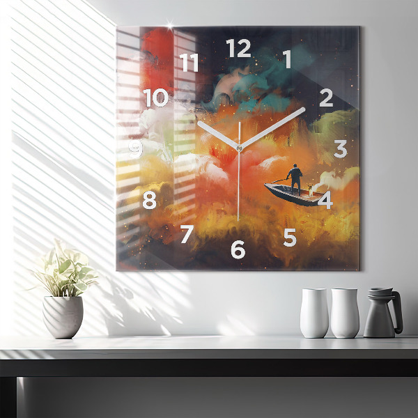 Square wall clock Abstract painting
