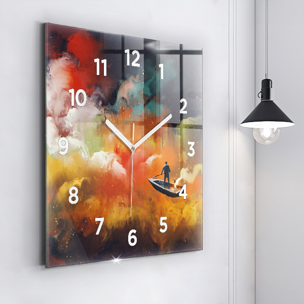 Square wall clock Abstract painting