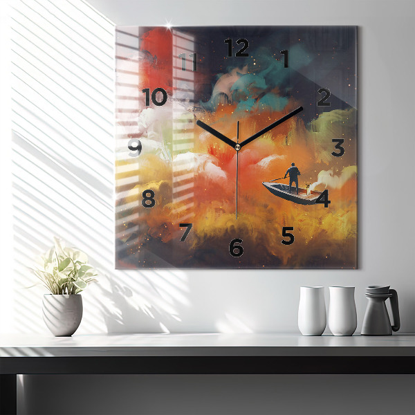 Square wall clock Abstract painting