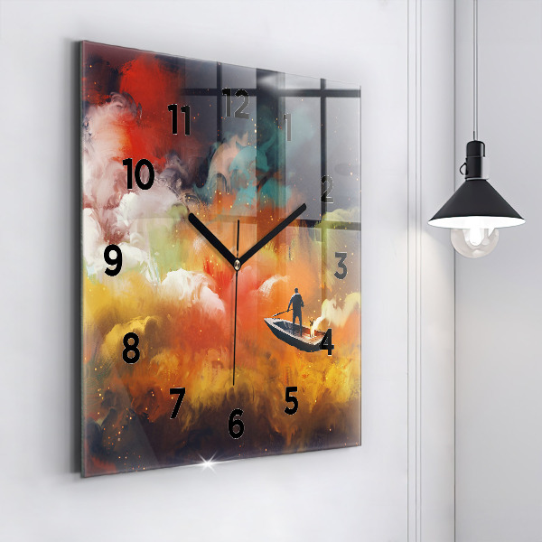 Square wall clock Abstract painting