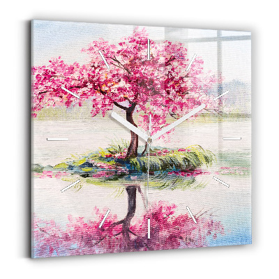 Square wall clock Tree Mosaic