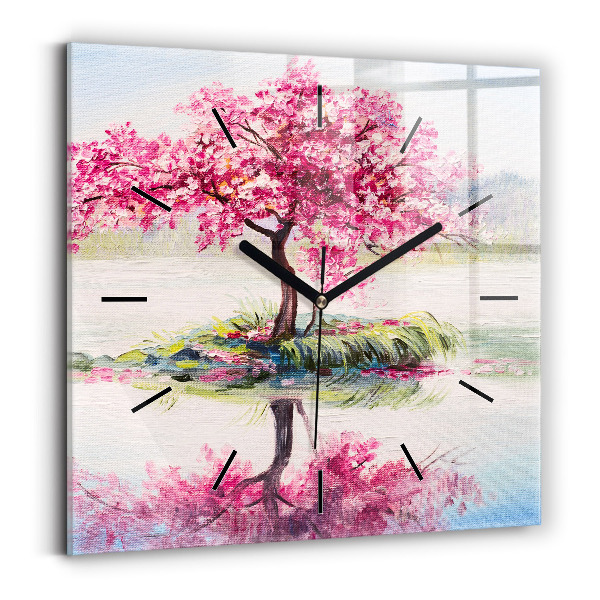 Square wall clock Tree Mosaic