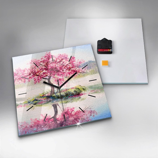 Square wall clock Tree Mosaic