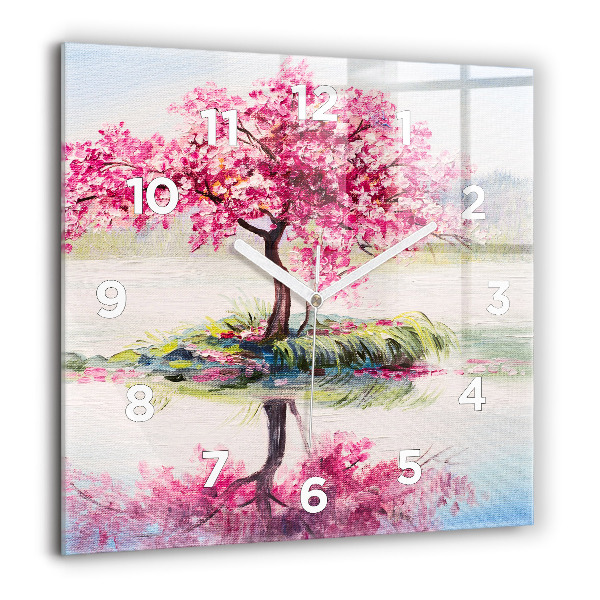 Square wall clock Tree Mosaic