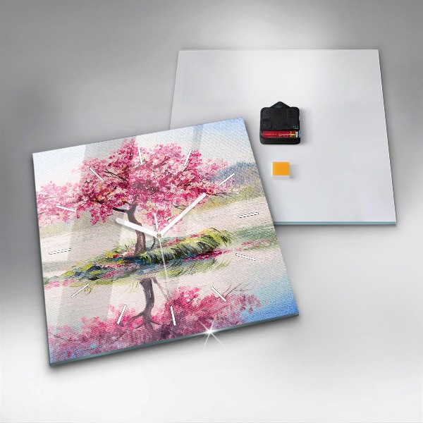 Square wall clock Tree Mosaic