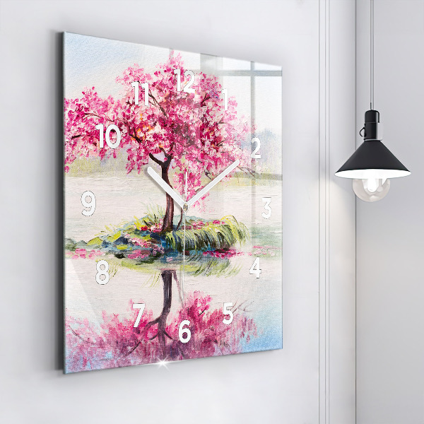 Square wall clock Tree Mosaic