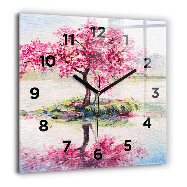 Square wall clock Tree Mosaic