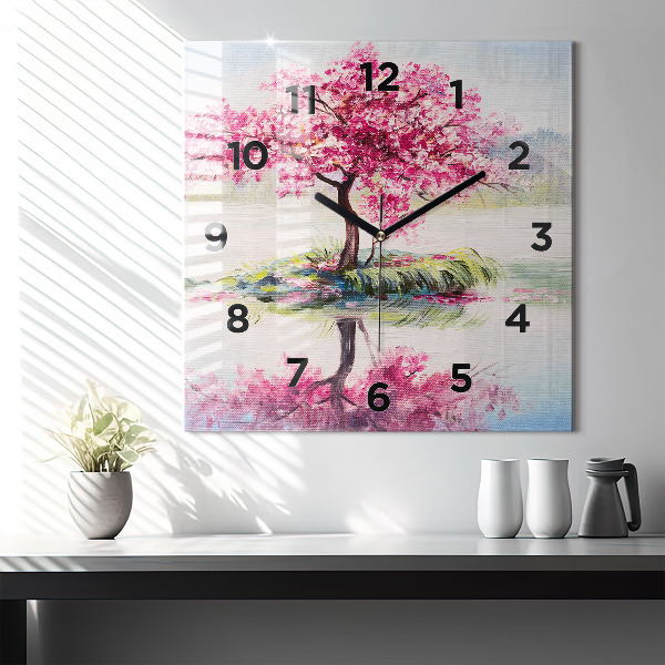 Square wall clock Tree Mosaic