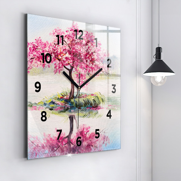 Square wall clock Tree Mosaic
