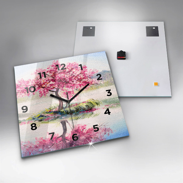 Square wall clock Tree Mosaic