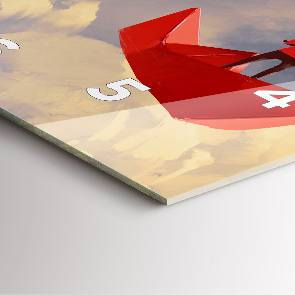 Square wall clock Paper ships