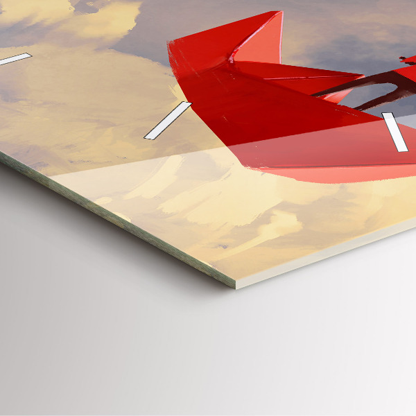 Square wall clock Paper ships