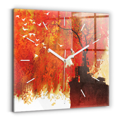 Square wall clock Bride in autumn
