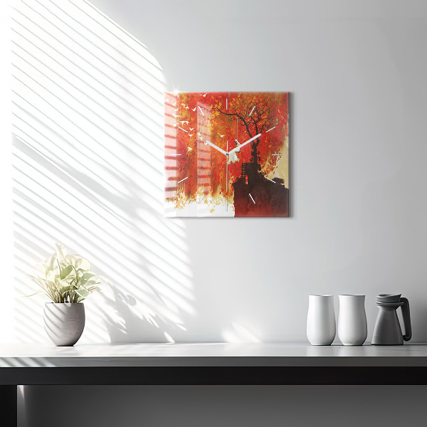 Square wall clock Bride in autumn