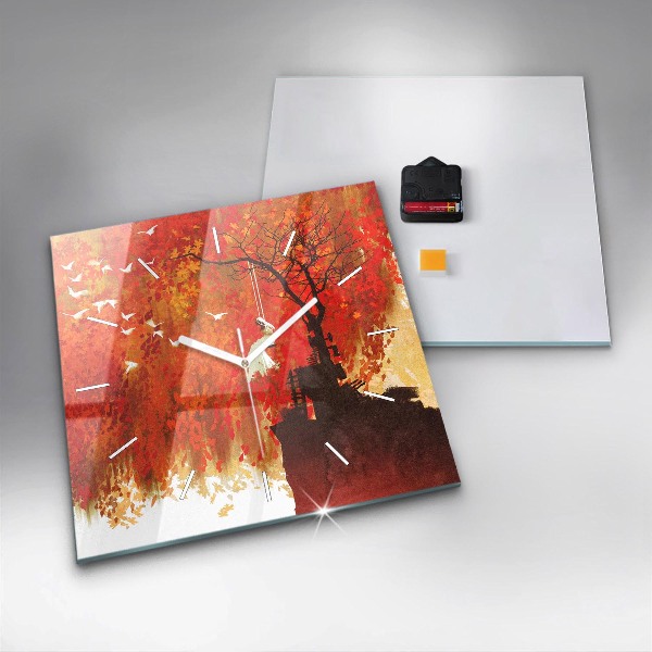 Square wall clock Bride in autumn