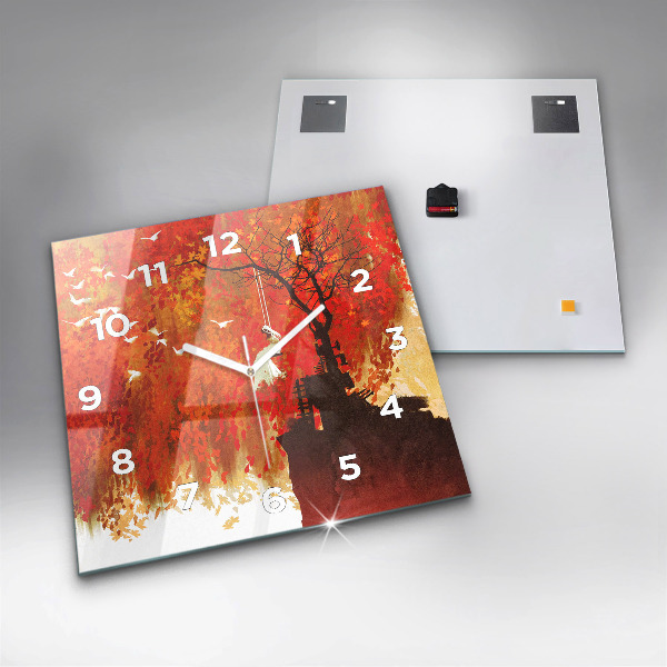 Square wall clock Bride in autumn