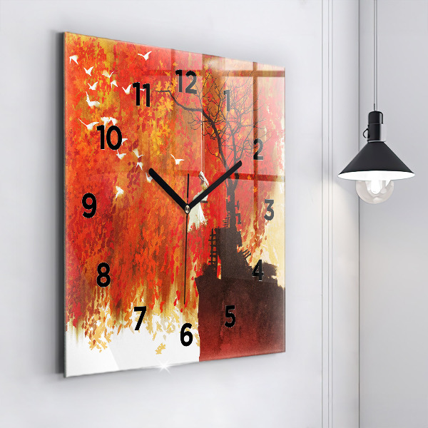 Square wall clock Bride in autumn