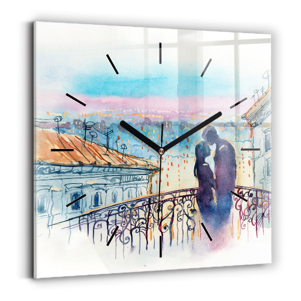 Square wall clock People in watercolor