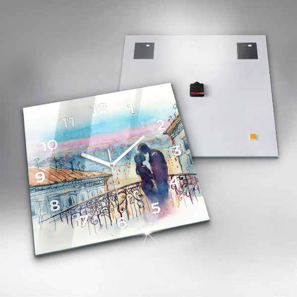 Square wall clock People in watercolor