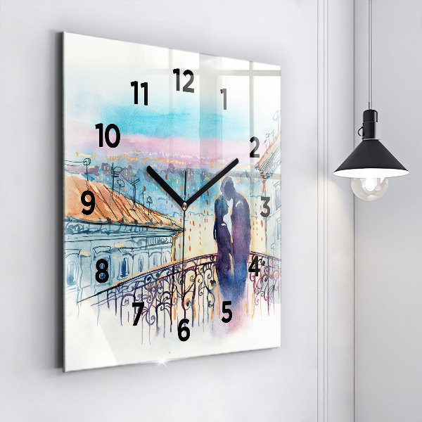 Square wall clock People in watercolor