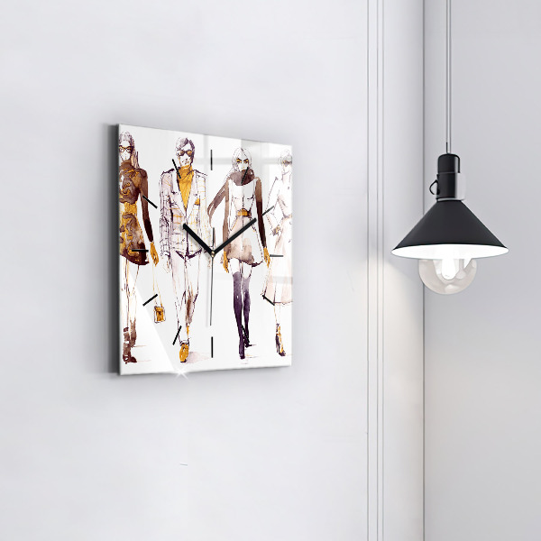 Square wall clock Woman and man