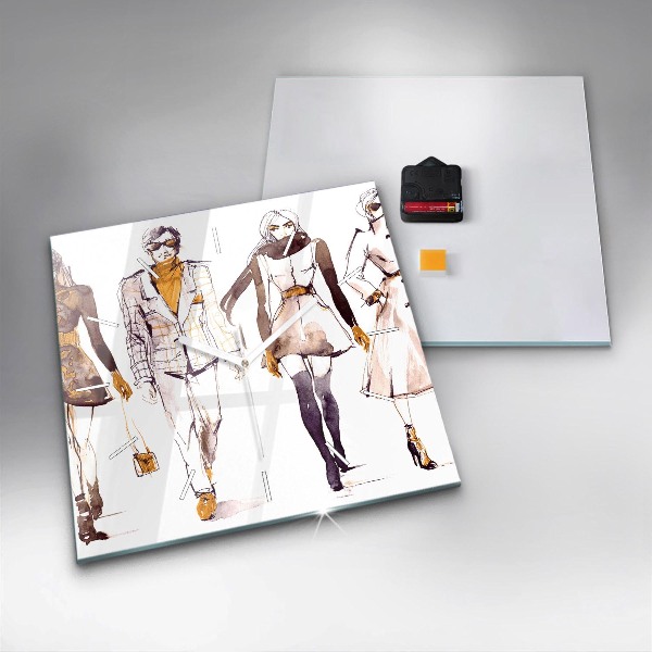 Square wall clock Woman and man