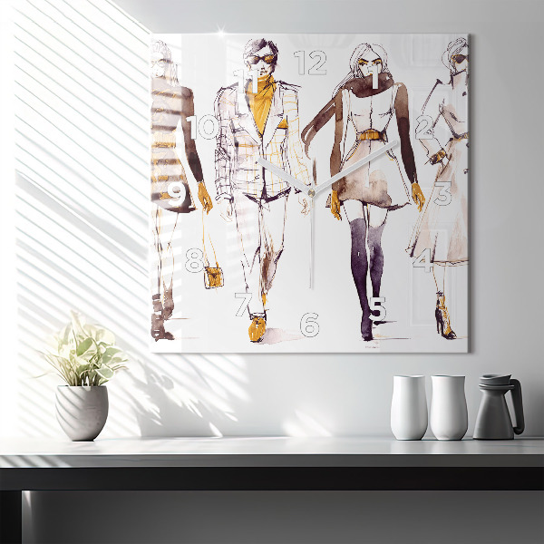 Square wall clock Woman and man