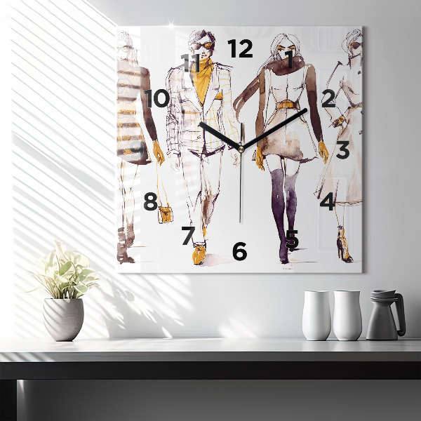 Square wall clock Woman and man