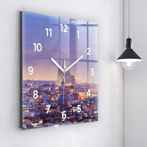 Square wall clock View of Barcelona