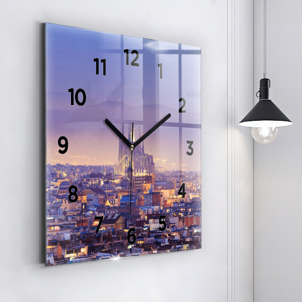 Square wall clock View of Barcelona