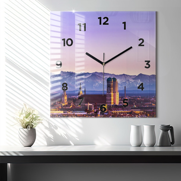 Square wall clock German Alps Munich