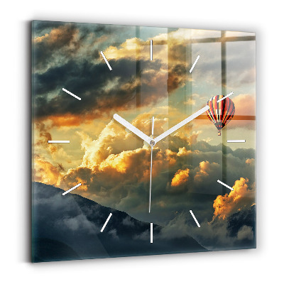 Square wall clock Balloon flight in the clouds