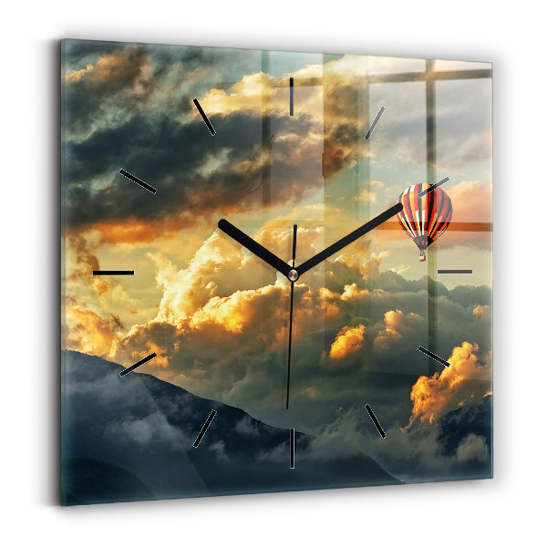 Square wall clock Balloon flight in the clouds