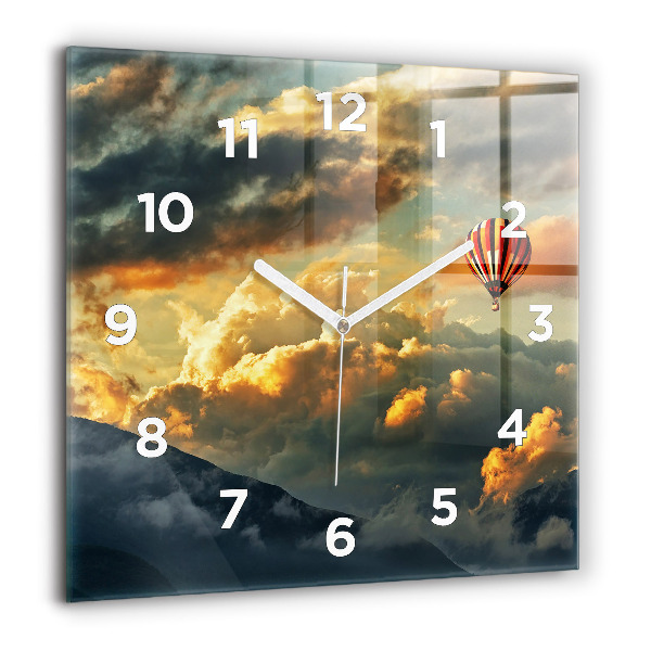 Square wall clock Balloon flight in the clouds