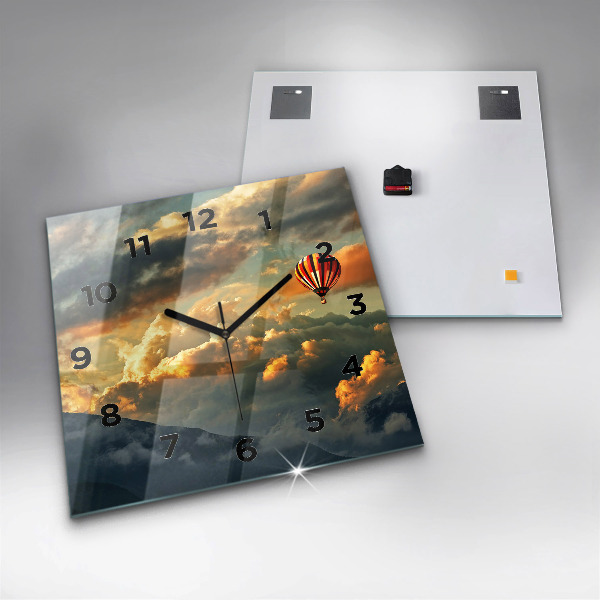 Square wall clock Balloon flight in the clouds