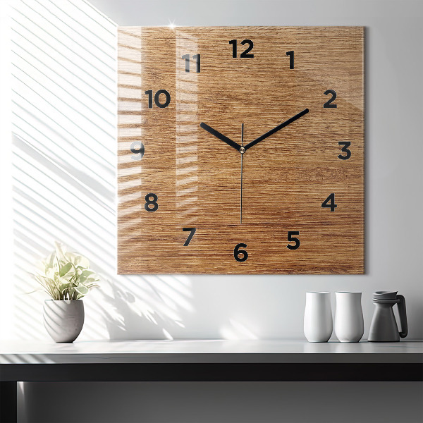 Square wall clock Light wood