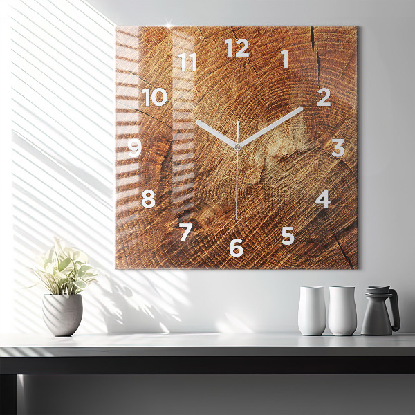 Square wall clock Old tree stump